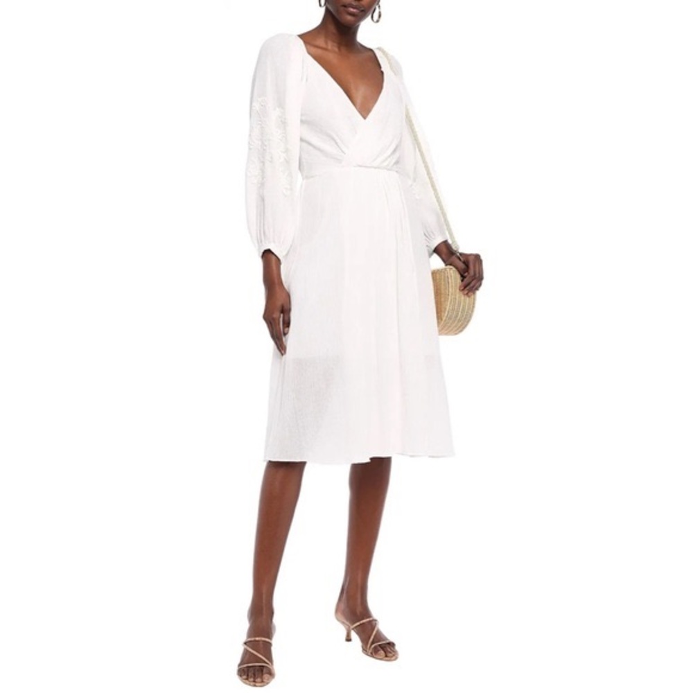 NWT Joie Lidayne Embroidered Wrap Midi Dress Small